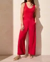 Tribal Linen Blend Pull-on Ankle Pants In Cherry Red