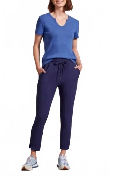 Tribal Pull On Capri Pant With Drawcord In Jet Blue