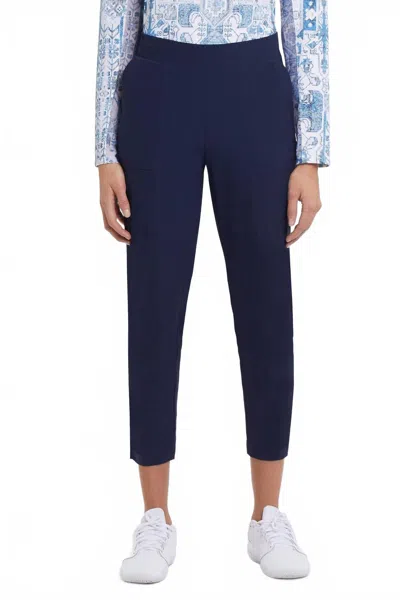 Tribal Pull On Capri Pants In Deep Blue