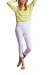 Tribal Pull On Capri With Rounded Slits Pants In White In White