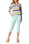 Tribal Pull-on Capris Pants In Oasis In Blue