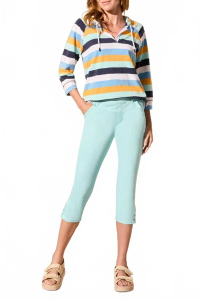 Tribal Pull-on Capris Pants In Oasis In Blue