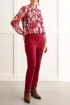 Tribal Pull On Cord Pants In Tibetan Red In Multi