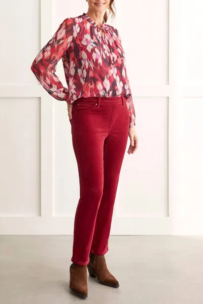 Tribal Pull On Cord Pants In Tibetan Red In Multi
