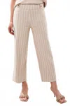 Tribal Pull On Crop Pants With Button Tab In Beach-1167 In Brown