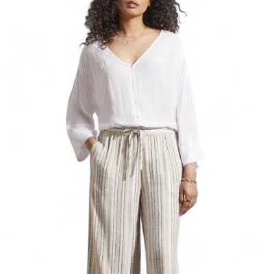 Tribal Pull On Flowy Crop Pant In French Oak In White
