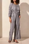 Tribal Pull-on Flowy Wide Leg Pants With Pockets In Black