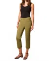 Tribal Pull-on Kick Flare Capri Pants In Loden Olive In Black