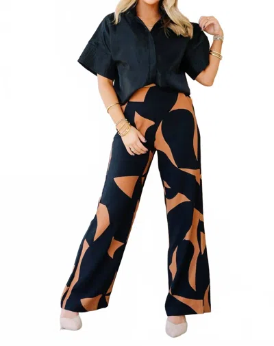 Tribal Pull On Pant With Smocked Back In Bran In Blue