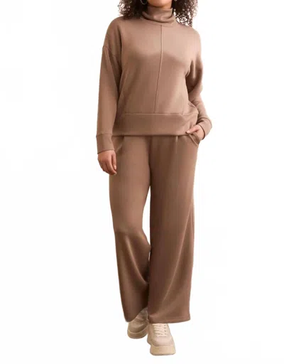 Tribal Techno Lux Wide Leg Pull-on Pants In Fossil In Brown