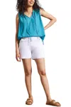 Tribal Pull On Short With Buttoned Belt Loops In White In White