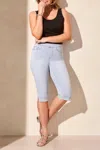 Tribal Pull On Stretch Denim Capri Pants In Summer Blue In Multi