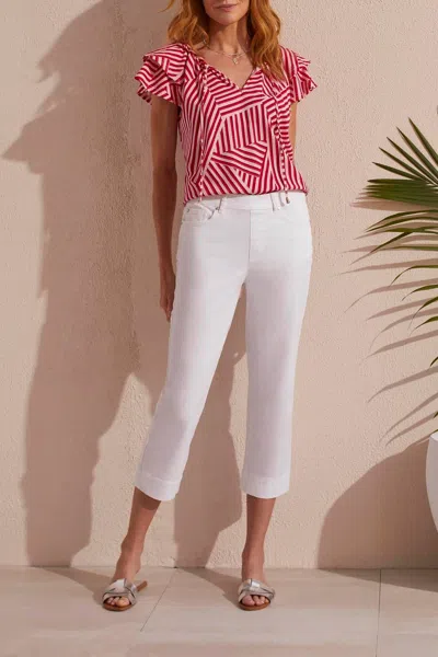 Tribal Pull-on Kick Flare Capri Pant In White