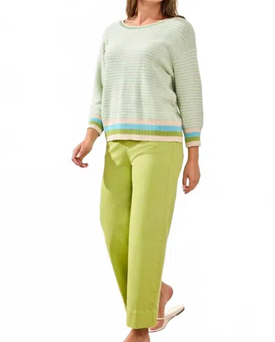 Tribal Quarter Sleeve Scoop-neck Sweater In Aqua Sky In Green