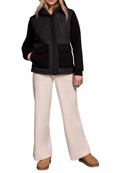 Tribal Quilted Combo Knit Jacket With Hood In Black