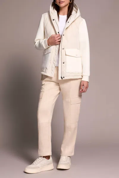 Tribal Quilted-front Combo Puffer Jacket In Cream-0026 In Neutral