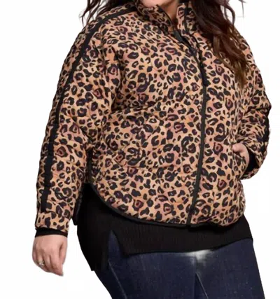 Tribal Quilted Leopard Print Jacket In Biscotti In Brown