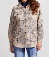 Tribal Quilted Printed Shacket In Blue Sky In Multi