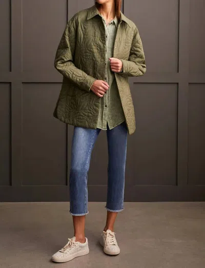 Tribal Quilted Snap Front Shacket In Clover Leaf In Green