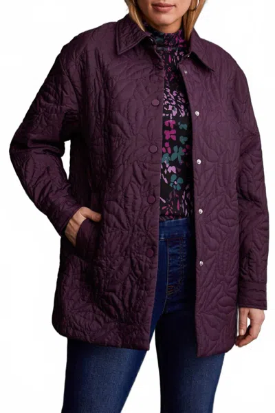 Tribal Quilted Snap Front Shacket In Raisin In Brown