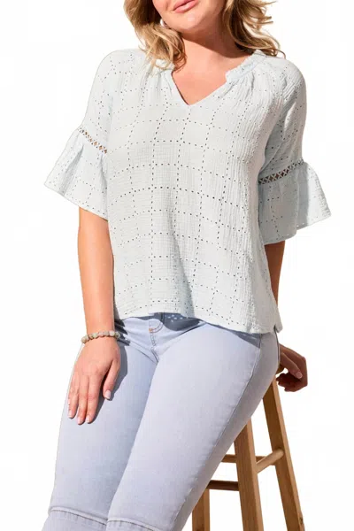 Tribal Raglan Sleeve Blouse With Fancy Tape In Water In Multi