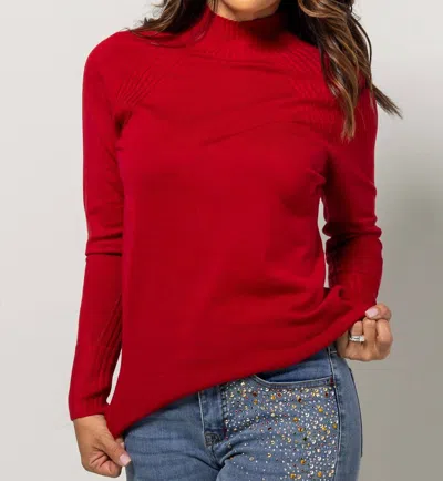 Tribal Red Funnel Neck Sweater