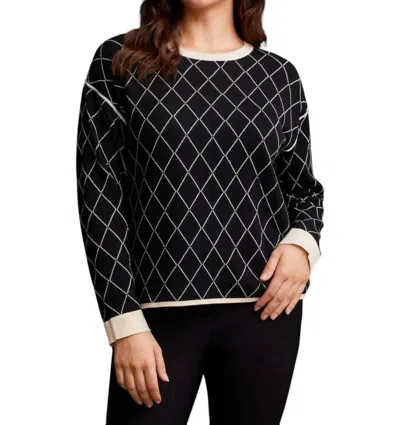 Tribal Reversible Cotton Crew Neck Sweater In Black/cream