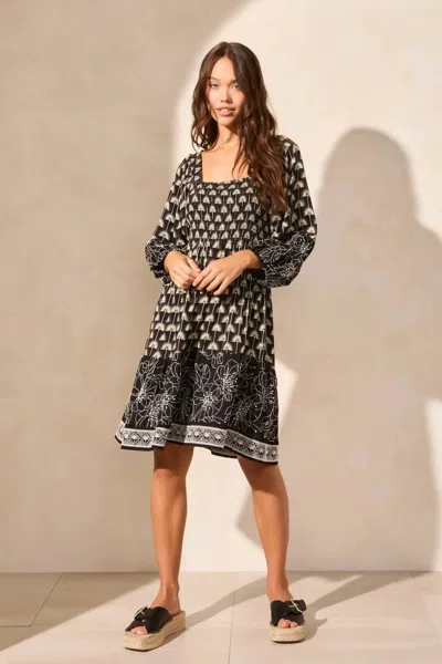 Tribal Reversible Embroidered Dress In Black