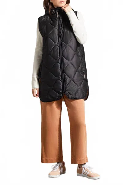 Tribal Reversible Hooded Puffer Vest In Black/gold