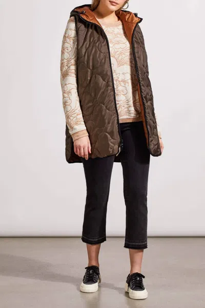 Tribal Reversible Hooded Puffer Vest In Walnut/copper In Brown
