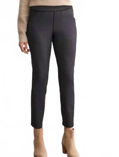 Tribal Reversible Plaid Ponte Pant In Charcoal In Black