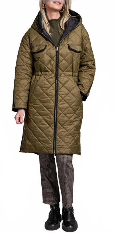 Tribal Reversible Quilted Hooded Puffer Jacket In Ivy In Brown