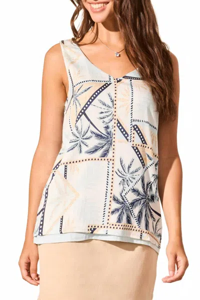 Tribal Reversible Tropic Waters Cami Tank Top In White/navy In Multi