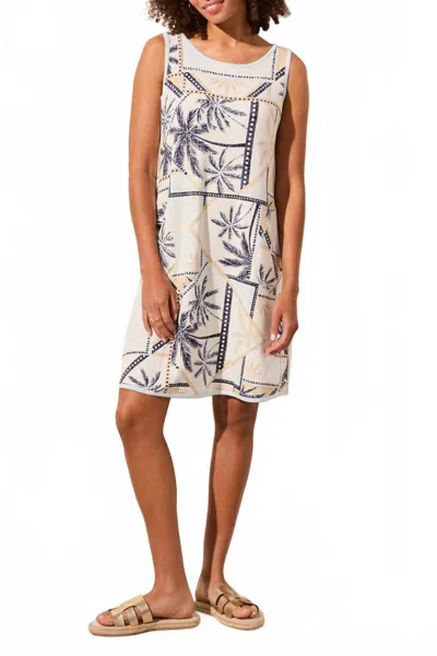 Tribal Reversible Tropical Waters Sleeveless Dress In White/navy In Multi