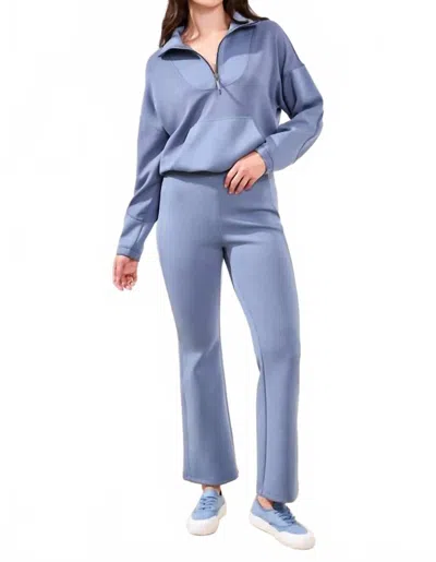 Tribal Ribbed Micro Flare Travel Pant In Slate Blue