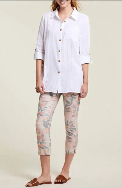 Tribal Rolled Long Sleeve Tunic In White