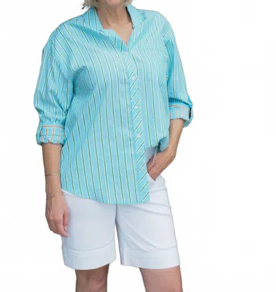 Tribal Rolled Up Sleeve Shirt In Green Sea In Multi
