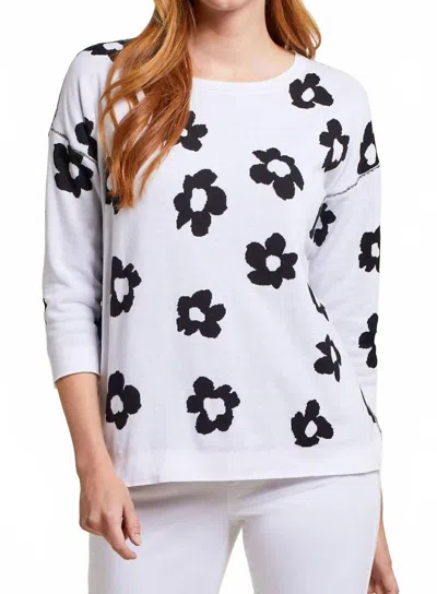 Tribal Rosalie Reversible Daisy Sweater In Black And White