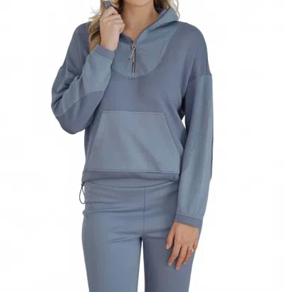 Tribal Rowan Quarter Zip Sweater In Slate In Blue