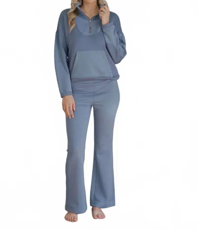 Tribal Rowan Ribbed Pull On Pant In Slate In Blue