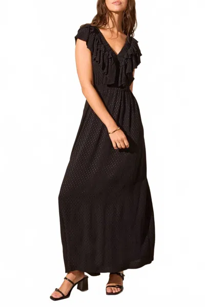 Tribal Ruffle Shoulders Fashion Dress In Black