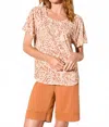 Tribal Ruffle Sleeve Crewneck Tee In Pinecone In Multi