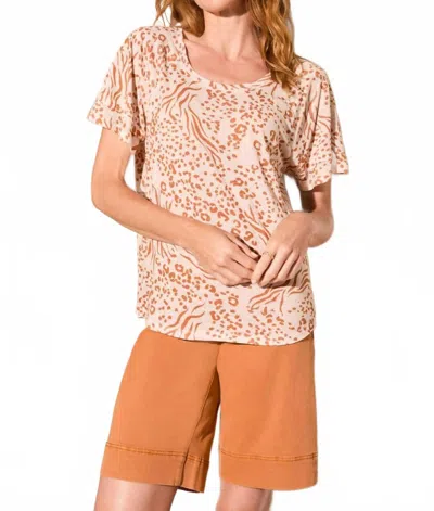 Tribal Ruffle Sleeve Crewneck Tee In Pinecone In Multi