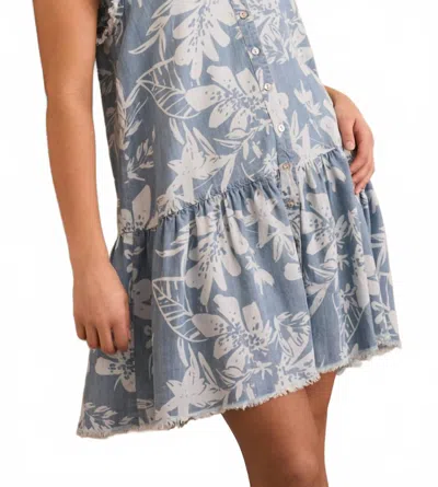 Tribal Ruffle Sleeve Mini Dress In Light Blue