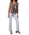 Tribal Mixed Print Notch Neck Blouse In Coco Milk In Black