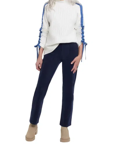 Tribal Ruth Ruched Sleeve Color Block Sweater In Blue/gray In White