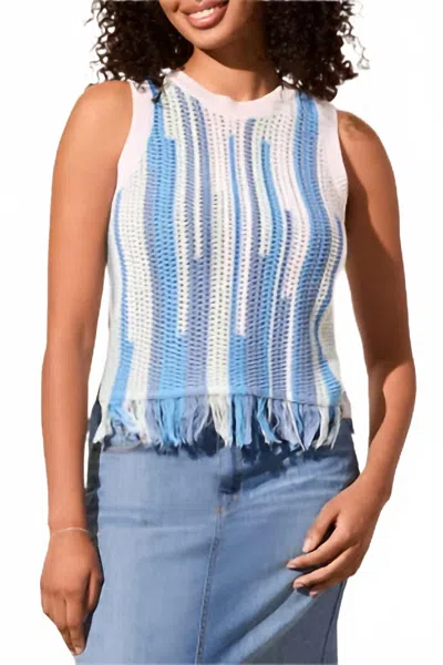 Tribal Fringed Hem Sweater In Sailboat Multi