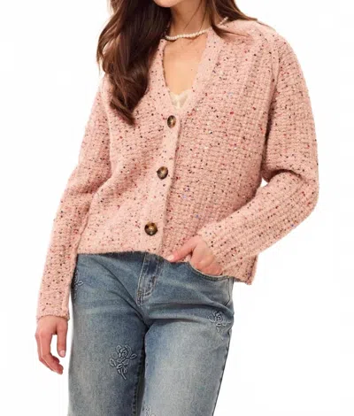 Tribal Satin Button Sweater In Macaroon In Pink