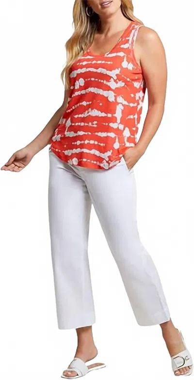 Tribal Scoop Neck Tank Top In Orange/white Tie-dye In Multi