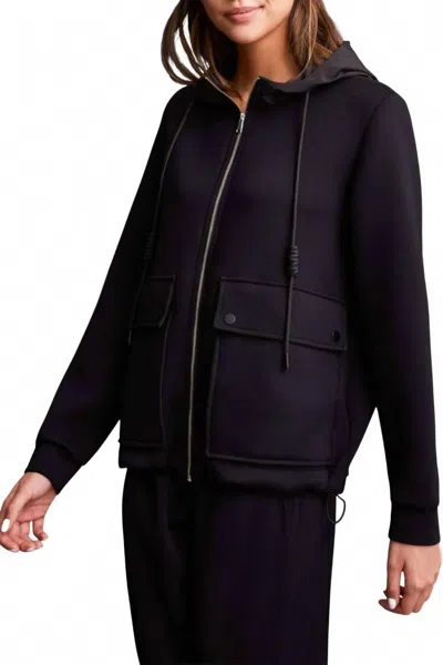 Tribal Scuba Knit Hooded Zip Up Jacket In Black